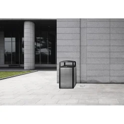 Alpine Industries GS Series Steel Trash Can & Recycling Bin Combo, 80 Gallon, Green (ALP471-40-SILGC-MK)