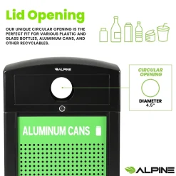 Alpine Industries GS Series Steel Recycling Bin, 80 Gallon, Green (ALP471-40-GSCM-MK)