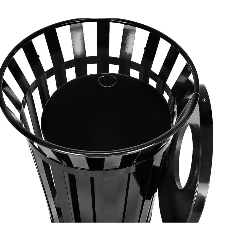 Alpine Industries Metal Trash Can, 38 Gallon, Black (479-38)