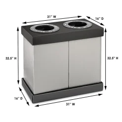 Alpine Industries Plastic Trash & Recycling Bin Combo, 28 Gallon, Black (471-02-BLK)