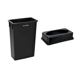 Alpine Industries Plastic Indoor Slim Commercial Trash Can with Lid, 23 Gallon, Black (477-BLK-PKG1)