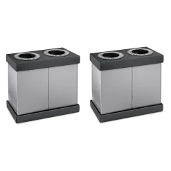 Alpine Industries Plastic 2-Compartment Indoor Trash Can and Recycling Bin, 28 Gal., Black, 2/Pack (471-02-BLK-2PK)