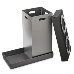 Alpine Industries Plastic 2-Compartment Indoor Trash Can and Recycling Bin, 28 Gal., Black, 2/Pack (471-02-BLK-2PK)