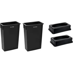 Alpine Industries Plastic Trash Can with Lid, 23 gallon, Black, 2/Pack (477-BLK-PKG1-2)