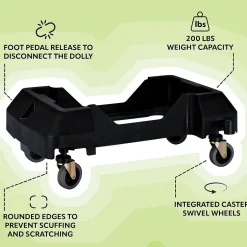 Alpine Industries Polypropylene Commercial Indoor Trash Can with Dolly, 23-Gallon, Gray, 3/Pack (ALP477-GRY-3PKD)