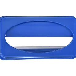 Alpine Industries Polypropylene Commercial Indoor Trash Can with Swing Lid and Dolly, 23-Gallon, Blue (ALP477-BLU2-PKD)