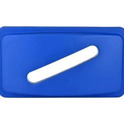 Alpine Industries Polypropylene Commercail Indoor Trash Can with Slotted Lid, 23-Gallon, Blue, 2/Pack (ALP477-R-BLU-PKG3-2)