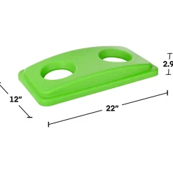 Alpine Industries Polypropylene Trash/Recycling Can with Slotted Lid and Dolly, 23-Gallon, Lime Green (ALP477-LGRN-3PKD)