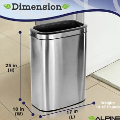 Alpine Industries Single-Stream Recycling Station, 10.5 Gallon, Stainless Steel (ALP470-40L-CO)