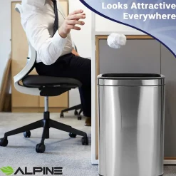 Alpine Industries Single-Stream Recycling Station, 10.5 Gallon, Stainless Steel (ALP470-40L-CO)