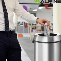 Alpine Industries Stainless Steel Indoor Trash Can, 17 Gallon, Silver (470-65L)