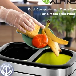Alpine Industries Stainless Steel Indoor Trash Can, 10.5 Gallon, Silver (470-R-40L)