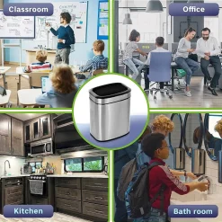 Alpine Industries Stainless Steel Indoor Trash Can with Liner, 2.6 Gallon, Silver (470-10L)