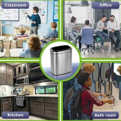 Alpine Industries Stainless Steel Indoor Trash Can, 5.3 Gallon, Silver, 2/Pack (470-20L-2PK)