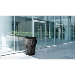 Alpine Industries Stainless-Steel Outdoor Trash Can, 48-Gallon, Black, 2/Pack (ALP473-48-BLK-2PK)