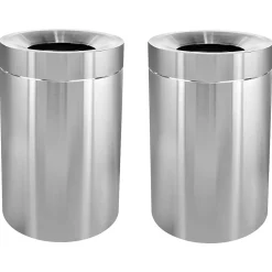 Alpine Industries Stainless Steel Indoor Trash Can with Open Lid, 50-Gallon, 2/Pack (ALP475-50-2PK)