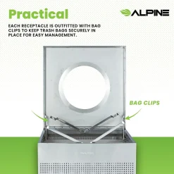 Alpine Industries Stainless Steel Trash Can, 40 Gallon, Silver (ALP438-40-SS-MK)