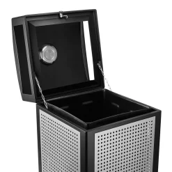 Alpine Industries Steel Outdoor Commercial Trash Can with Ashtray Lid, 40 Gallon, (472-40-SIL)