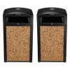 Alpine Industries Steel Outdoor Trash Can with Covered Top and Open Sides, 40-Gallon, Black/Stone, 2/Pack (ALP472-40-STO-2PK)