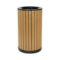 Alpine Industries Steel Outdoor Trash Can with Open Lid, 32 Gallon, Cedar/Black (ALP4400-01-CD)