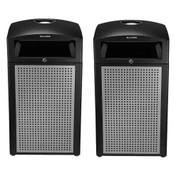 Alpine Industries Steel Outdoor Commercial Trash Can with Ashtray Dome Lid, 40-Gallon, Silver, 2/Pack (ALP472-40-SIL-2PK)