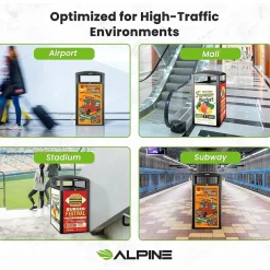 Alpine Industries Steel Outdoor Trash Can with Covered Top Lid, 40-Gallon, Gray Stone (ALP471-40-GRYS-SGN)