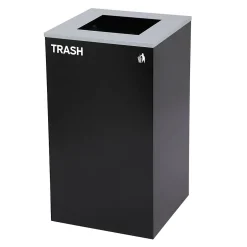 Alpine Industries Steel Trash Can with Lid, 29-Gallon, Black (ALP4450-KIT-BLK-S-TR)
