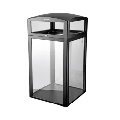 Alpine Industries Steel/PC Outdoor Trash Can with Dome Lid, 40 Gallon, Clear (471-40-CLR)