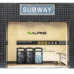 Alpine Industries Steel/PC Outdoor Trash Can with Dome Lid, 40 Gallon, Clear (471-40-CLR)