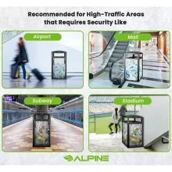 Alpine Industries Steel/PC Outdoor Trash Can with Dome Lid, 40 Gallon, Clear (471-40-CLR)