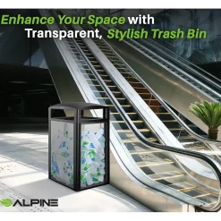 Alpine Industries Steel/PC Outdoor Trash Can with Dome Lid, 40 Gallon, Clear (471-40-CLR)