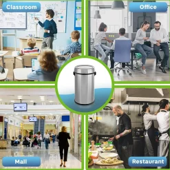 Alpine Industries Three-Stream Trash/Compost/Recycling Station, 51-Gallon, Stainless Steel (ALP470-65L-1-R-T-CO)