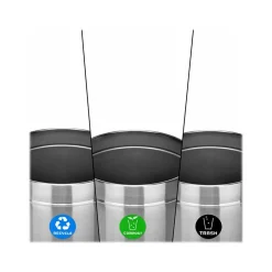 Alpine Industries Three-Stream Recycling Station, 81-Gallon, Stainless Steel (ALP475-27-R-T-CO)