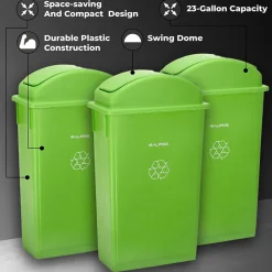 Alpine Industries Trash Can with Swing Lid, 23-Gallon, Lime Green, 3/Pack (4778-1-LGRN-3)