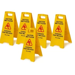 Social Distance Signage<Alpine Industries Wet Floor Sign, 24"H, Yellow, 5/Pack (499-5pk)