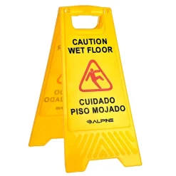 Social Distance Signage<Alpine Industries Wet Floor Sign, 24"H, Yellow, 5/Pack (499-5pk)