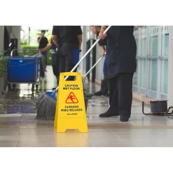 Social Distance Signage<Alpine Industries Wet Floor Sign, 24"H, Yellow, 5/Pack (499-5pk)