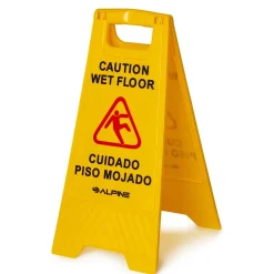 Social Distance Signage<Alpine Industries Wet Floor Sign, 24"H, Yellow, 5/Pack (499-5pk)