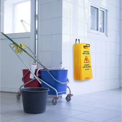 Social Distance Signage<Alpine Industries Wet Floor Sign, 24"H, Yellow, 5/Pack (499-5pk)