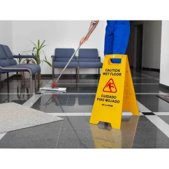 Social Distance Signage<Alpine Industries Wet Floor Sign, 24"H, Yellow, 5/Pack (499-5pk)