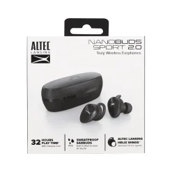 Altec Lansing NanoBuds Sport 2.0 Wireless Ambient Sound Earbuds, Bluetooth, Black (MZX5201-BLK-STK-6)