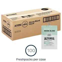 Keurig K-Cups<Alterra House Blend Decaf Coffee Flavia Pods, Light Roast, 100/Carton (MDRA187)