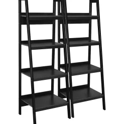 Sale Ameriwood Home Lawrence 60"H 4-Shelf Ladder Bookcase Bundle, Black (9482096) Bookcases