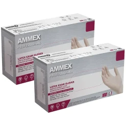 Ammex Professional GPPFT Powder Free Latex Exam Gloves, Ivory, Medium, 100/Box, 10Box/Carton (GPPFT44100XX)