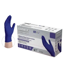 Ammex Professional Series Powder Free Nitrile Exam Gloves, Latex Free, Medium, Indigo, 100/Box (AINPF44100)