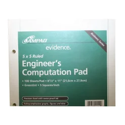 Hot ® Computation Pad, Quad Ruled, 11" x 8 1/2", Green (42-142) Classroom Paper