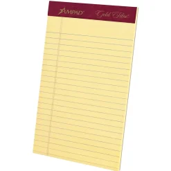 Ampad Gold Fibre, 5" x 8", Canary, Perforated Notepad, Medium Ruled, 4/Pack Outlet