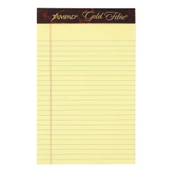 Ampad Gold Fibre Notepads, 5" x 8", College Ruled, Canary, 50 Sheets/Pad, 12 Pads/Pack (TOP 20-004R)