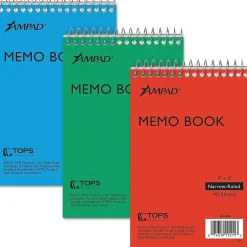 Ampad Memo Books, 4" x 6", Narrow Ruled, Assorted Colors, 40 Sheets/Pad, 3 Pads/Pack (AMP45094) Best