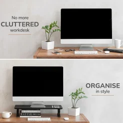 Anji Mountain Acacia Wood Monitor Stand, Up to 32" Monitor, (MS-BLK-02BLK)* Monitor Mounts & Stands